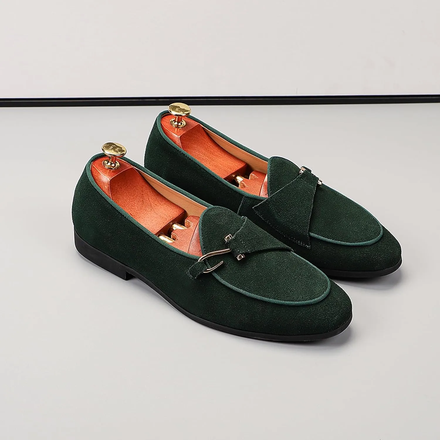 ByErz Men Suede Loafers Slip-On Dress Shoes Business and Parties Formal Events Smoking Slippers Loafers