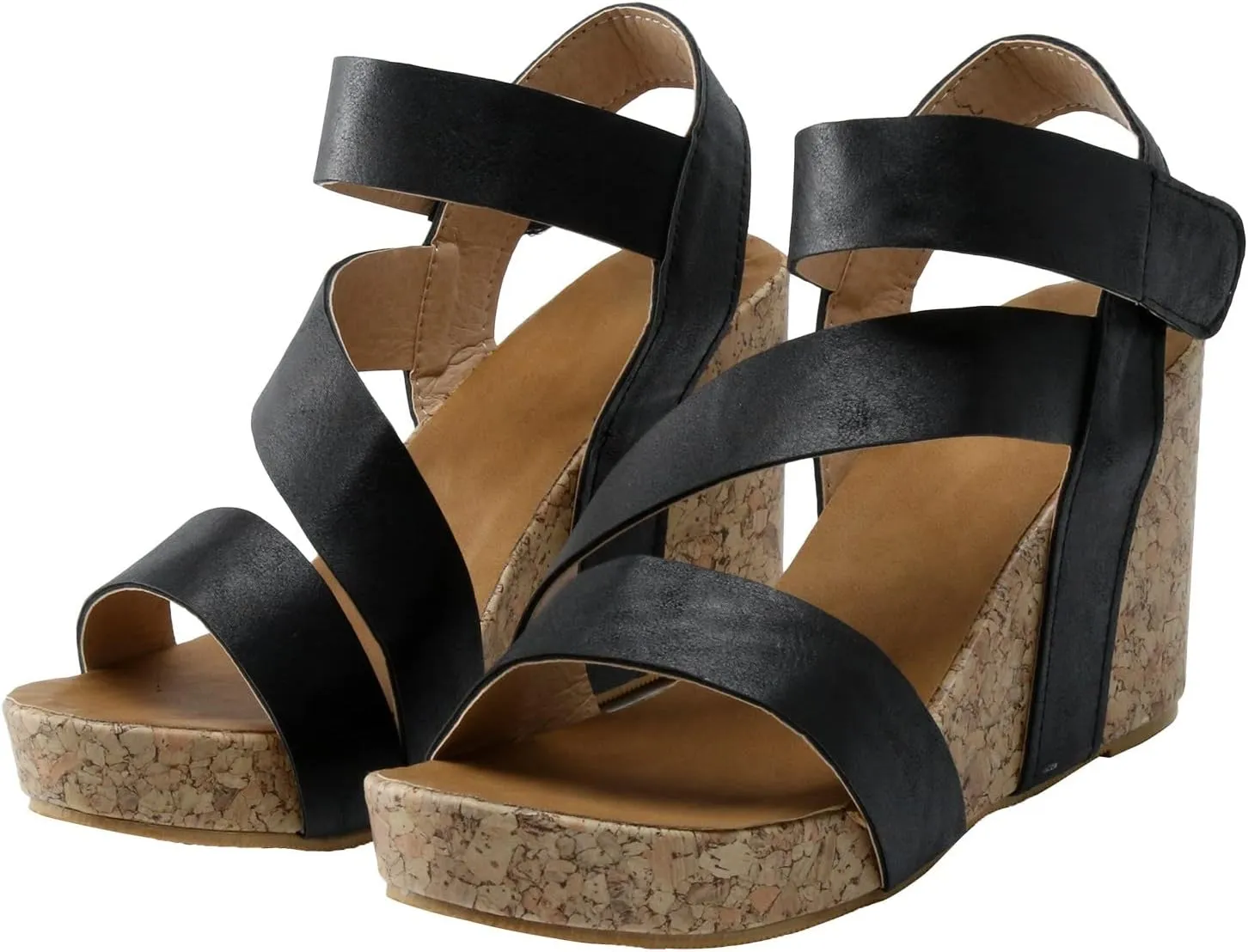 Casual Sandals Women Hard Heel Wedge Sandals for Women Open Toe Shoes Comfortable Strap Beach Sandals