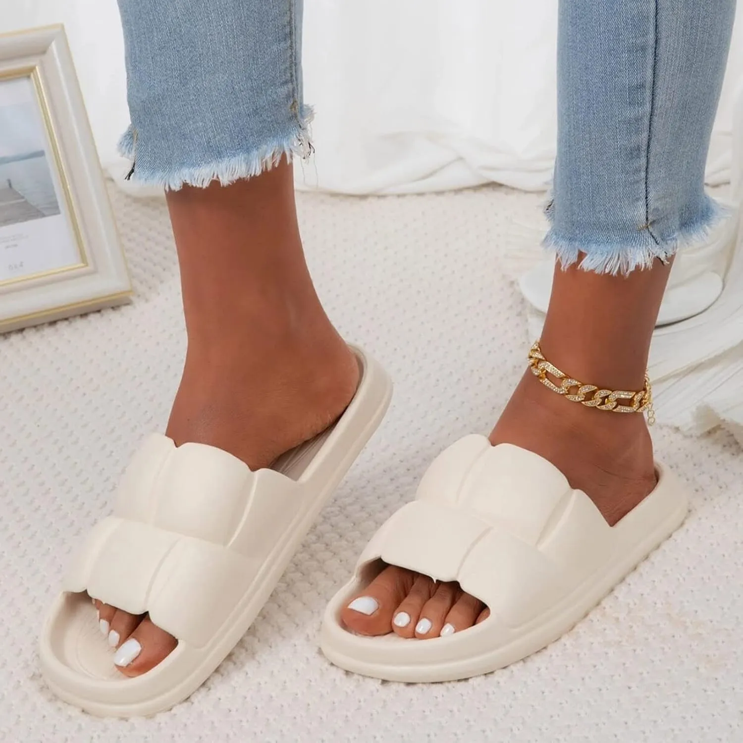 Casual Sandals Women Orthopedic Sandals for Women Open Toe Roman Slippers Comfortable Slip On Casual Sandals