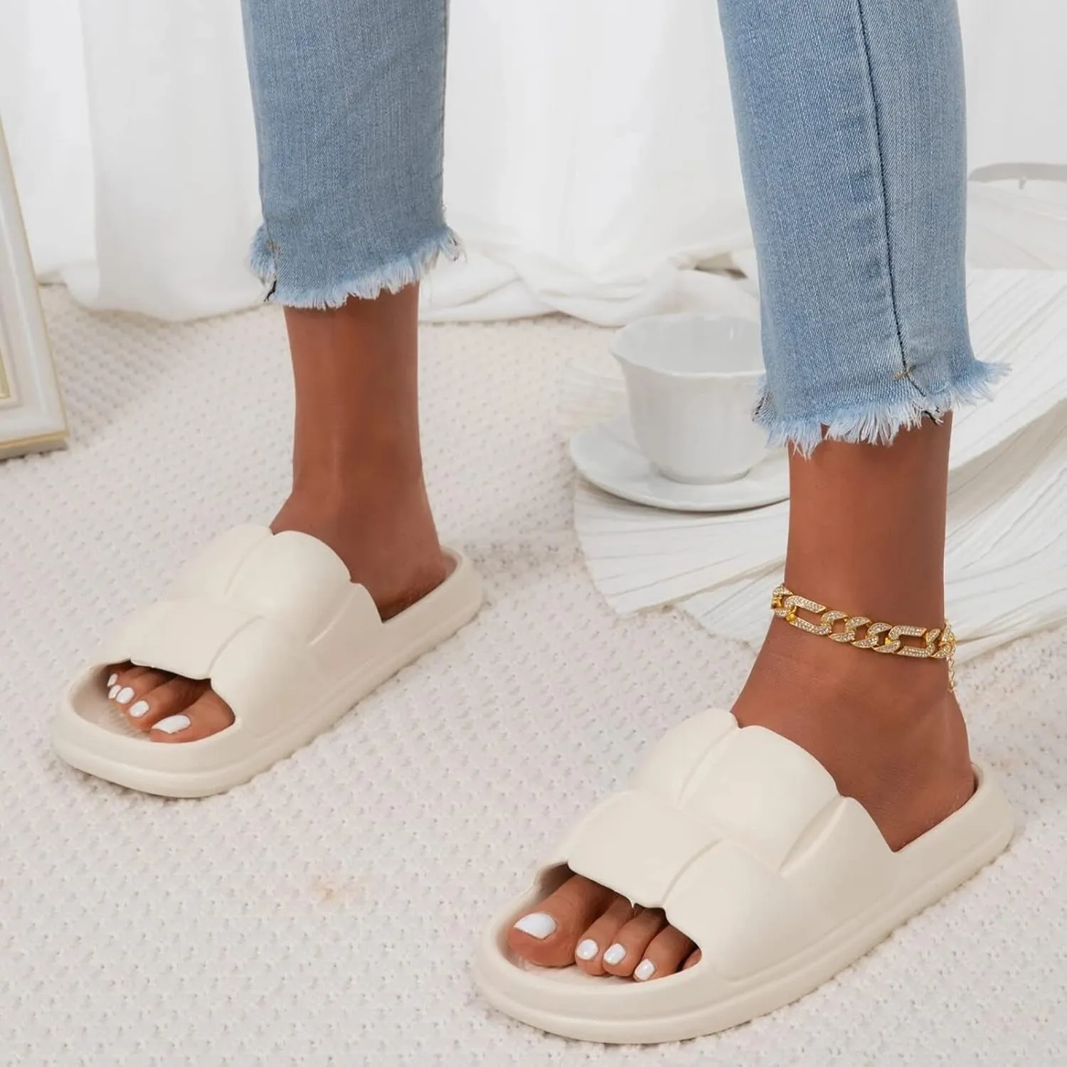 Casual Sandals Women Orthopedic Sandals for Women Open Toe Roman Slippers Comfortable Slip On Casual Sandals