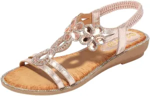 Casual Shoes Ladies Women Sandals Bling Flat Beach Flower Crystal Bohemia Summer Women's Water Hiking Shoes