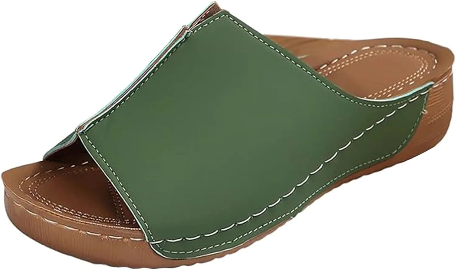 Cathalem Women's Comfortable Arch Support Sandals, Brown, Flat Sandals