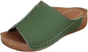 Cathalem Women's Comfortable Arch Support Sandals, Brown, Flat Sandals