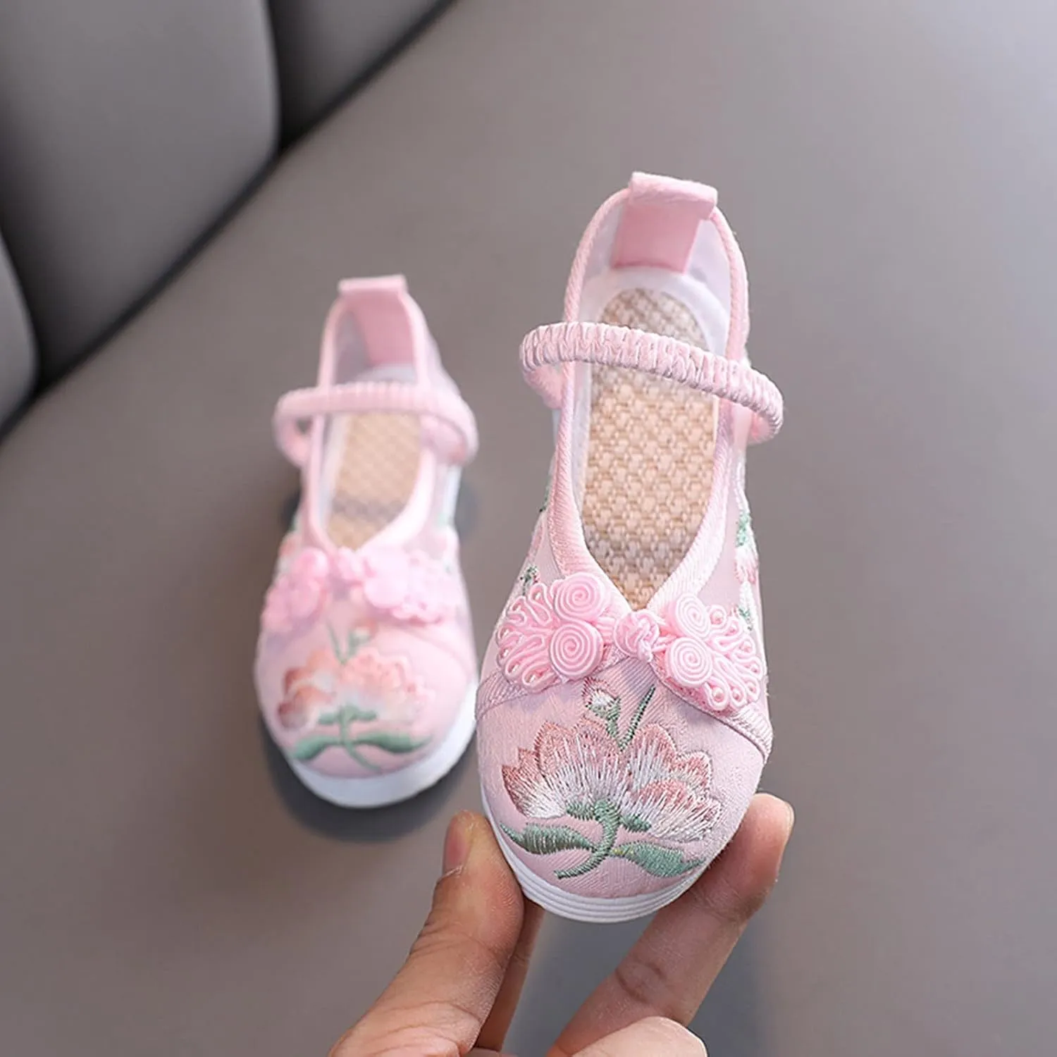 Chinese Traditional Embroidered Costume Shoes Girls Ancient Round Toe Floral Flat?? Fairy Cheongsam Dress Up Shoes