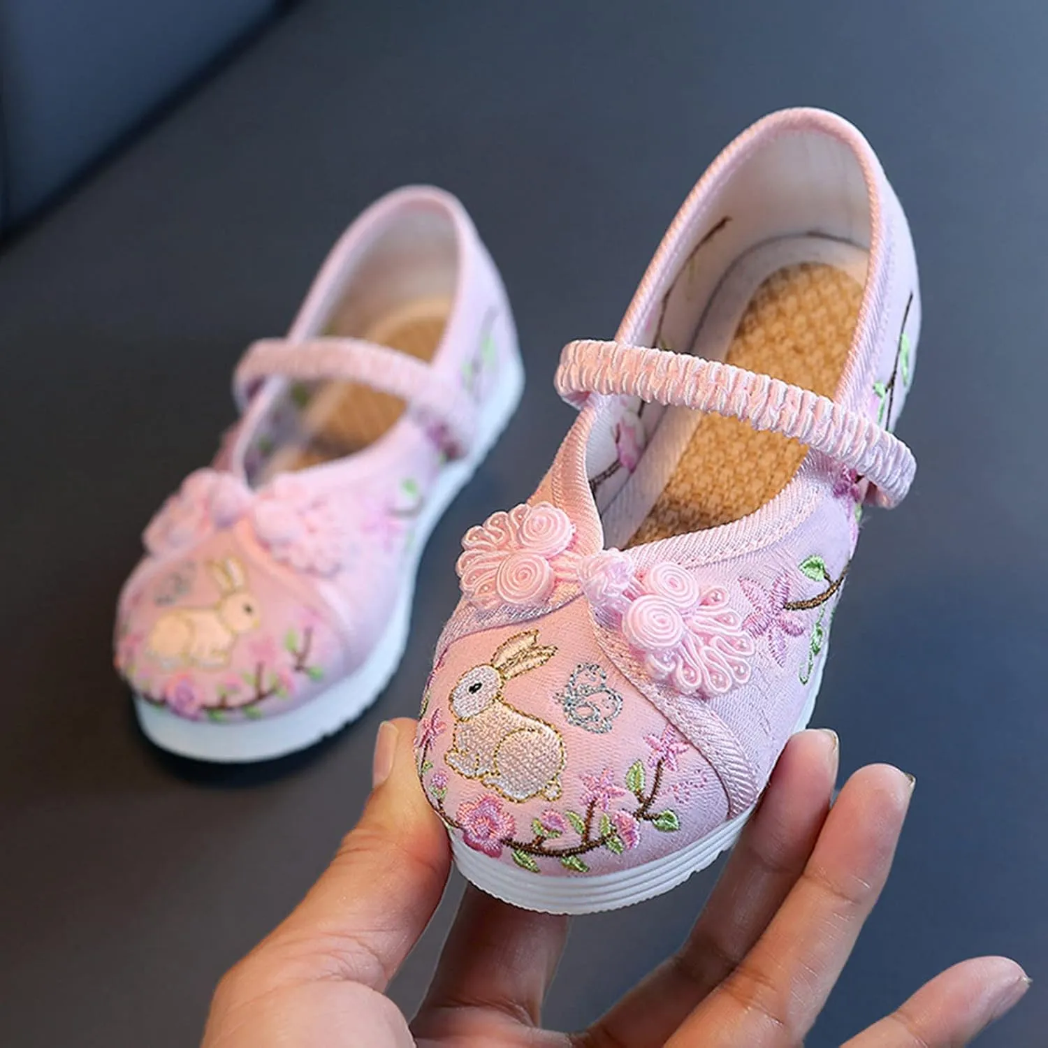 Chinese Traditional Embroidered Costume Shoes Girls Ancient Round Toe Floral Flat?? Fairy Cheongsam Dress Up Shoes