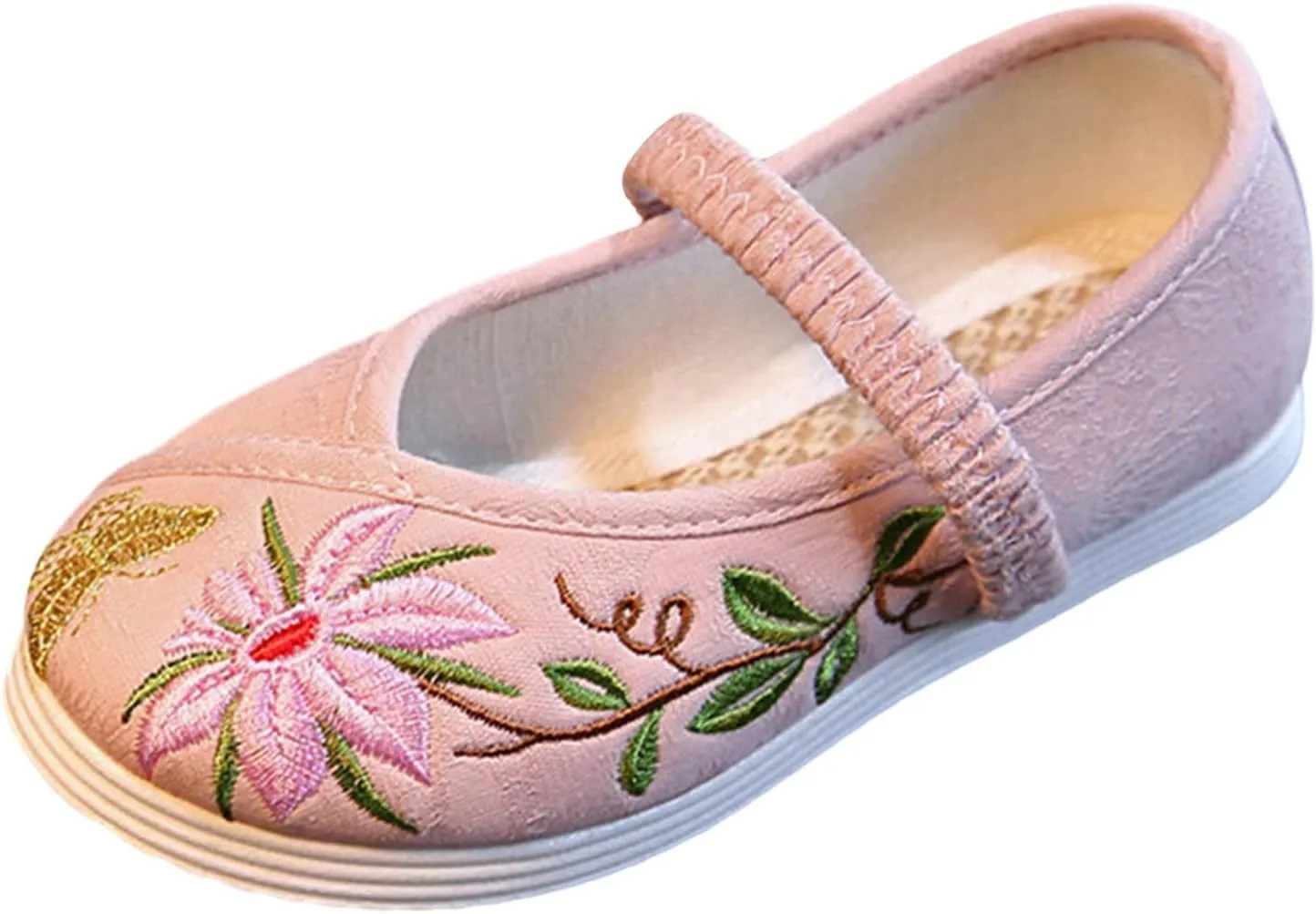 Chinese Traditional Embroidered Costume Shoes Girls Ancient Round Toe Floral Flat?? Fairy Cheongsam Dress Up Shoes