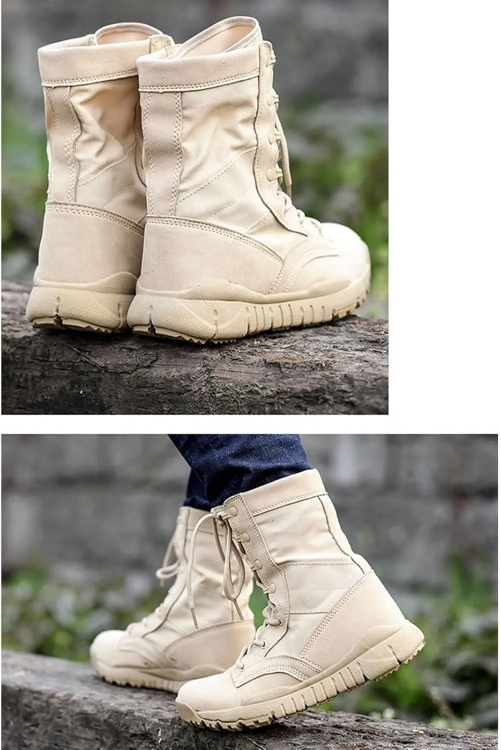 Combat Boots Men, Men Lightweight Casual High Top Lace up Military Tactical Boot, Desert Waterproof Combat Army Combat Boots, for Hiking, Hunting, Working, Walking