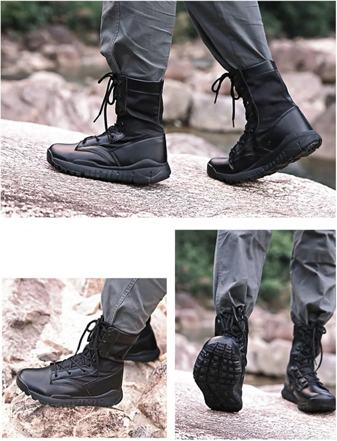 Combat Boots Men, Men Lightweight Casual High Top Lace up Military Tactical Boot, Desert Waterproof Combat Army Combat Boots, for Hiking, Hunting, Working, Walking