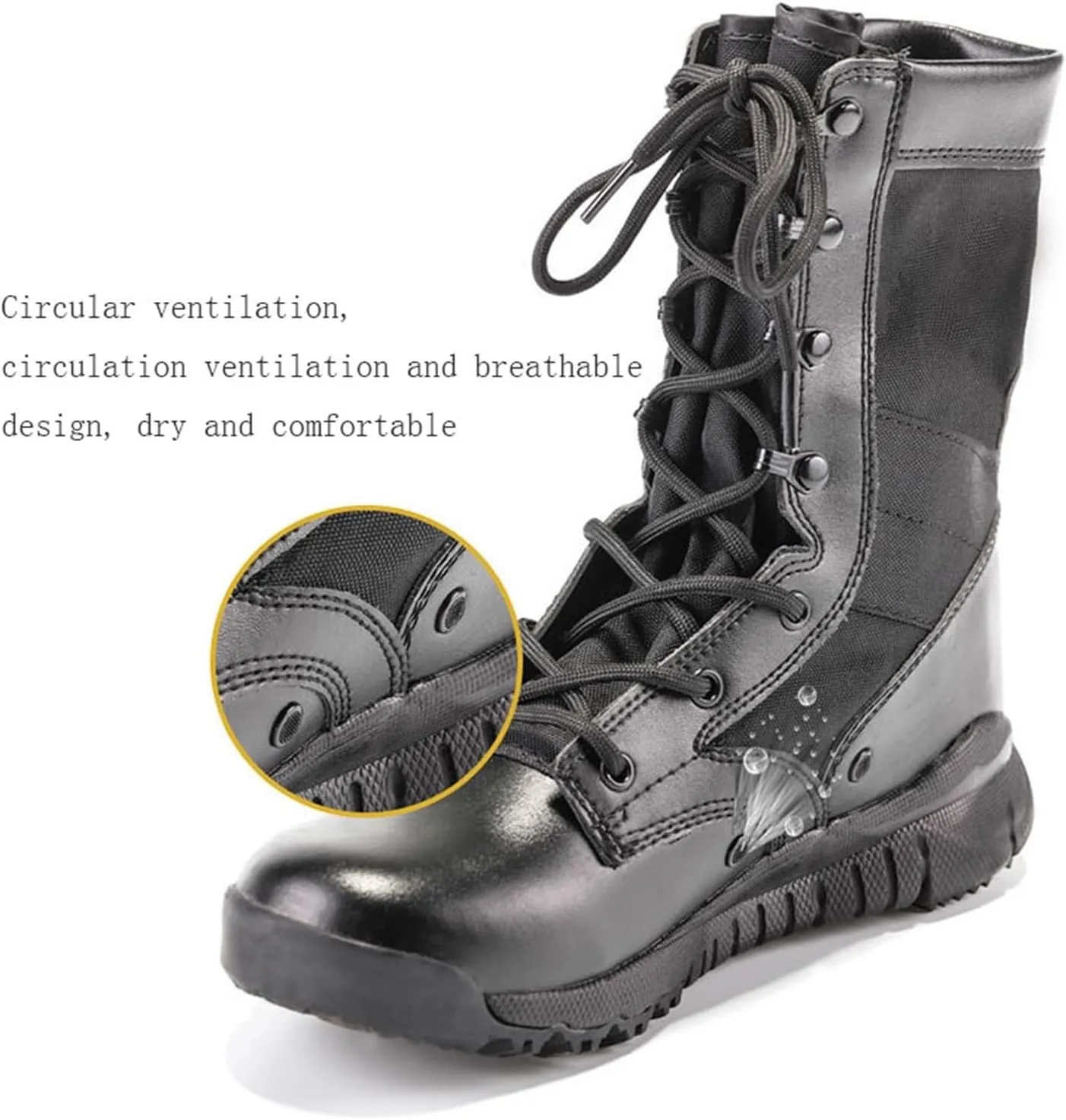 Combat Boots Men, Men Lightweight Casual High Top Lace up Military Tactical Boot, Desert Waterproof Combat Army Combat Boots, for Hiking, Hunting, Working, Walking