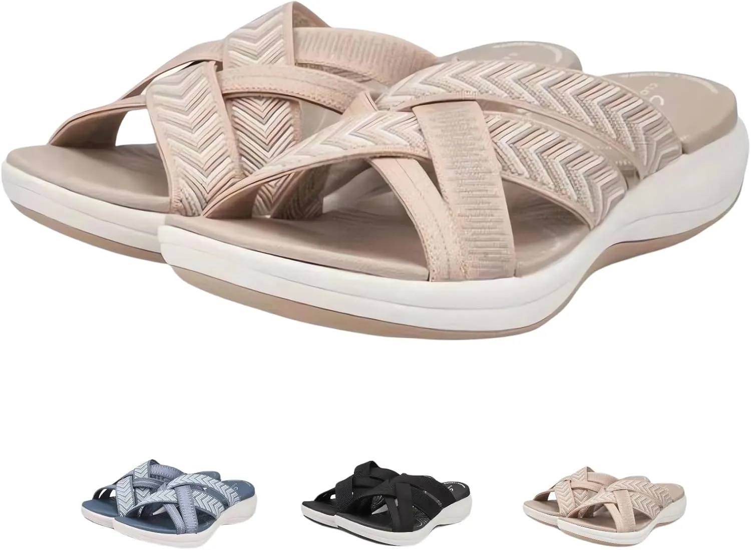 Comfortable Recovery Orthopedic Walking Plantar Fasciitis Slides Sandals with Arch Support Wide Width Slide Sandal Straps Footwear Summer Beach Casual Outdoor Adjustable 2025 Trendy Shoes