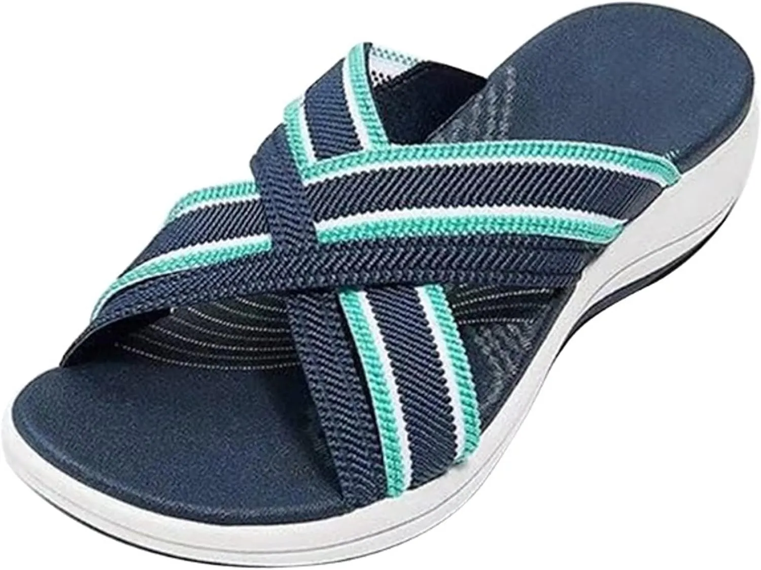 Comfortable Recovery Orthopedic Walking Sandals Damping Sole Upgradation Stretch with Arch Support Sandals Slide 2025 Summer Open Toe Slip-on Flat Slipper Comfy Criss Cross Beach Shoes