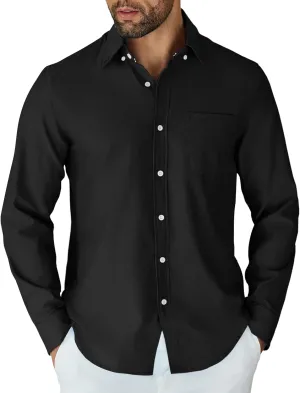 COOFANDY Mens Long Sleeve Button Down Shirt Casual Untucked Shirts for Men Oxford Dress Shirts