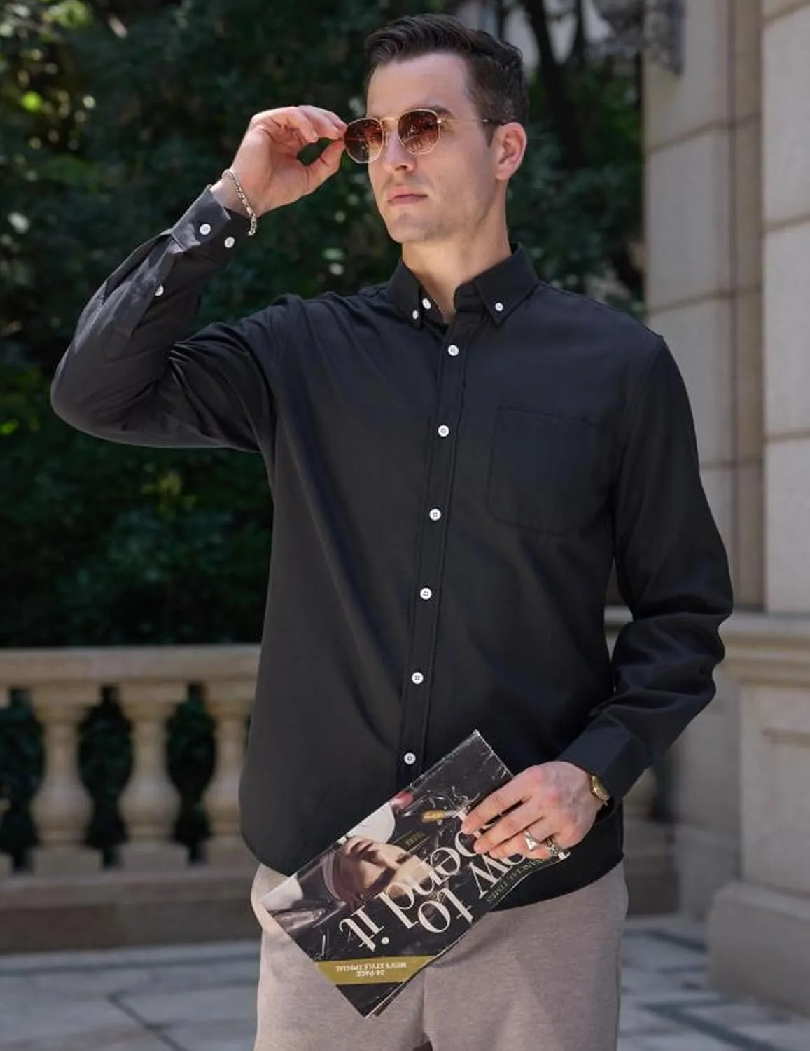 COOFANDY Mens Long Sleeve Button Down Shirt Casual Untucked Shirts for Men Oxford Dress Shirts
