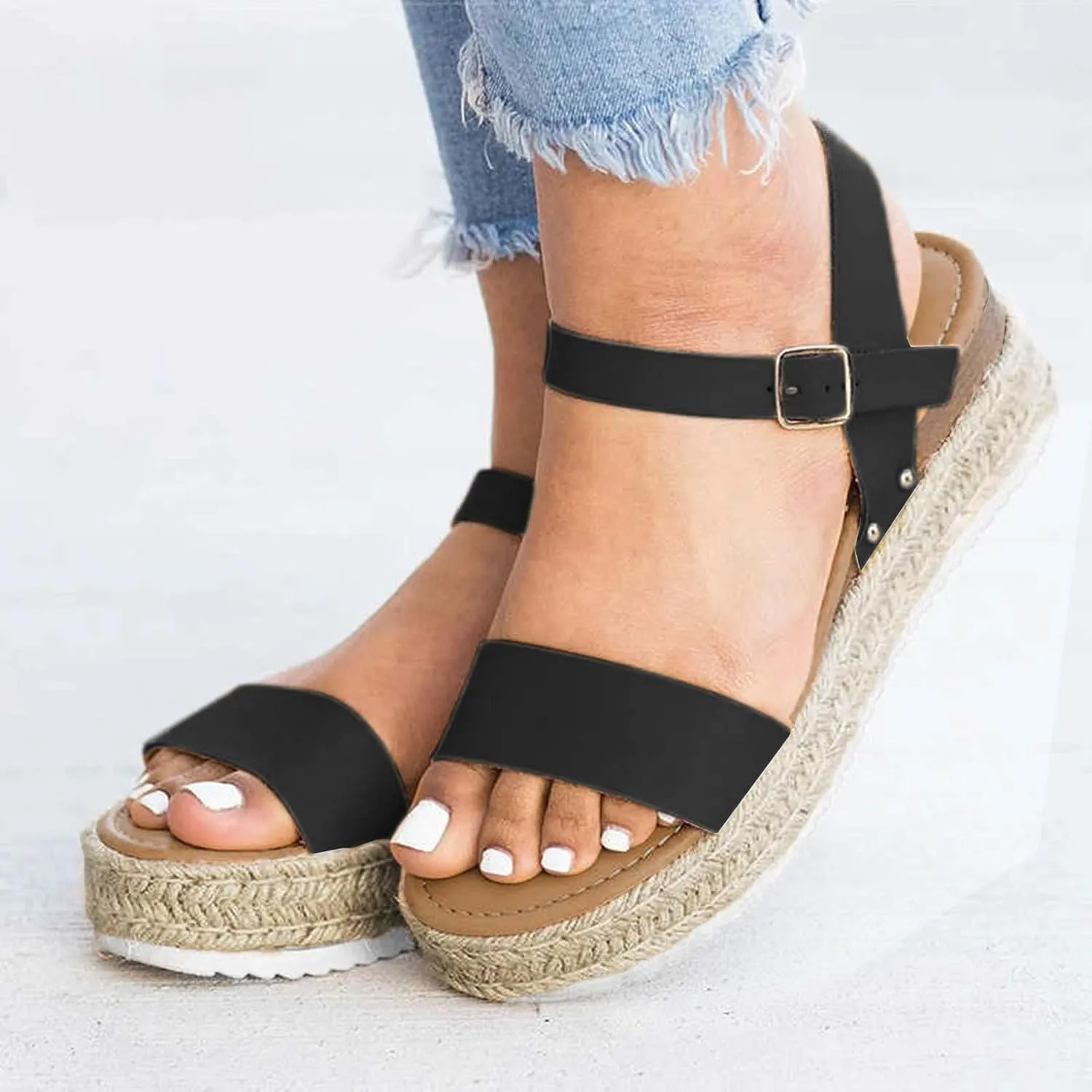 Damping Sole Upgradation Stretch Lightweight Sandals, Reef Platform Sandals Wedges Low Heel Rubber Cushion Slip on Going Out Dressy Comfortable Black Slides Wedge Slippers Arch Support