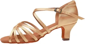 Dancing Shoes for Woman Ladies Soft Suede Sole Ballroom Jazz Dancing Sandals Woman Latin Dance Shoes Indoor Practice Shoes(Light Brown 5cm,38)