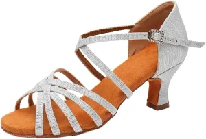 Dancing Shoes for Woman Latin Dance Shoes for Women Girls Modern Tango Salsa Ballroom Dancing Shoes Jazz Practice Shoes(5.5cm Silver-2,37)