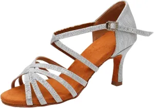 Dancing Shoes for Woman Latin Dance Shoes for Women Girls Modern Tango Salsa Ballroom Dancing Shoes Jazz Practice Shoes(7.5cm Silver-2,42)