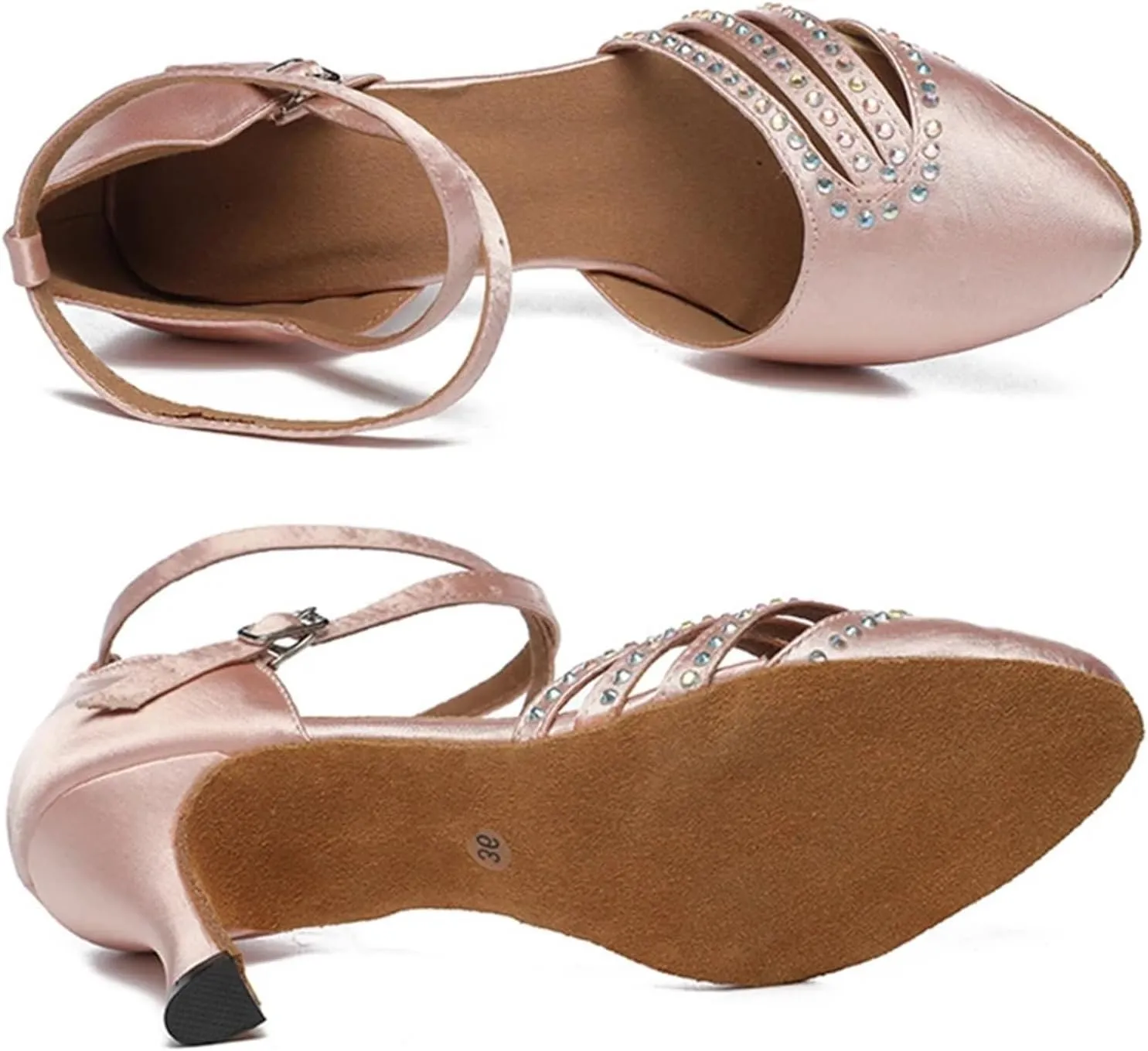 Dancing Shoes for Woman Latin Dance Shoes Ladies Salsa Tango Ballroom Party Dancing Shoes Satin Girls Wedding High Heel(Indoor 4.5cm Heel,41)