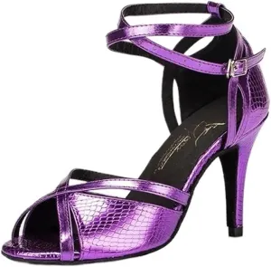 Dancing Shoes for Woman Women US4-12 Size Purple Leather Salsa Tango Latin Dance Shoes
