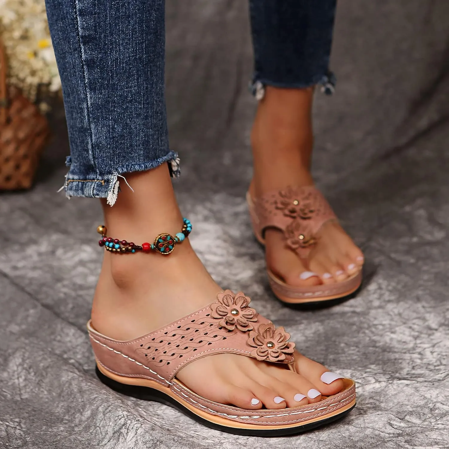 Eduavar Orthopedic Sandals for Women, Womens Sandals Dressy Summer Breathable Flip Flops Summer Beach Sandals Slippers