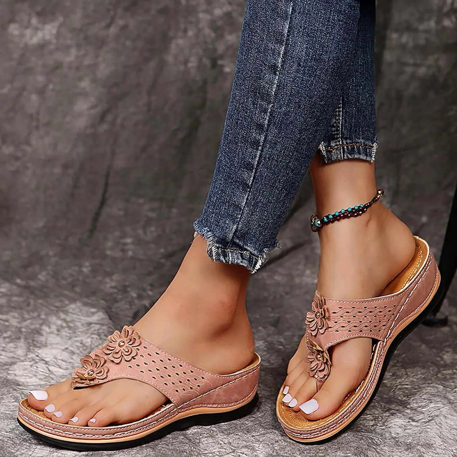 Eduavar Orthopedic Sandals for Women, Womens Sandals Dressy Summer Breathable Flip Flops Summer Beach Sandals Slippers