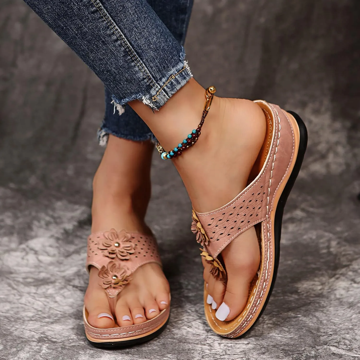 Eduavar Orthopedic Sandals for Women, Womens Sandals Dressy Summer Breathable Flip Flops Summer Beach Sandals Slippers