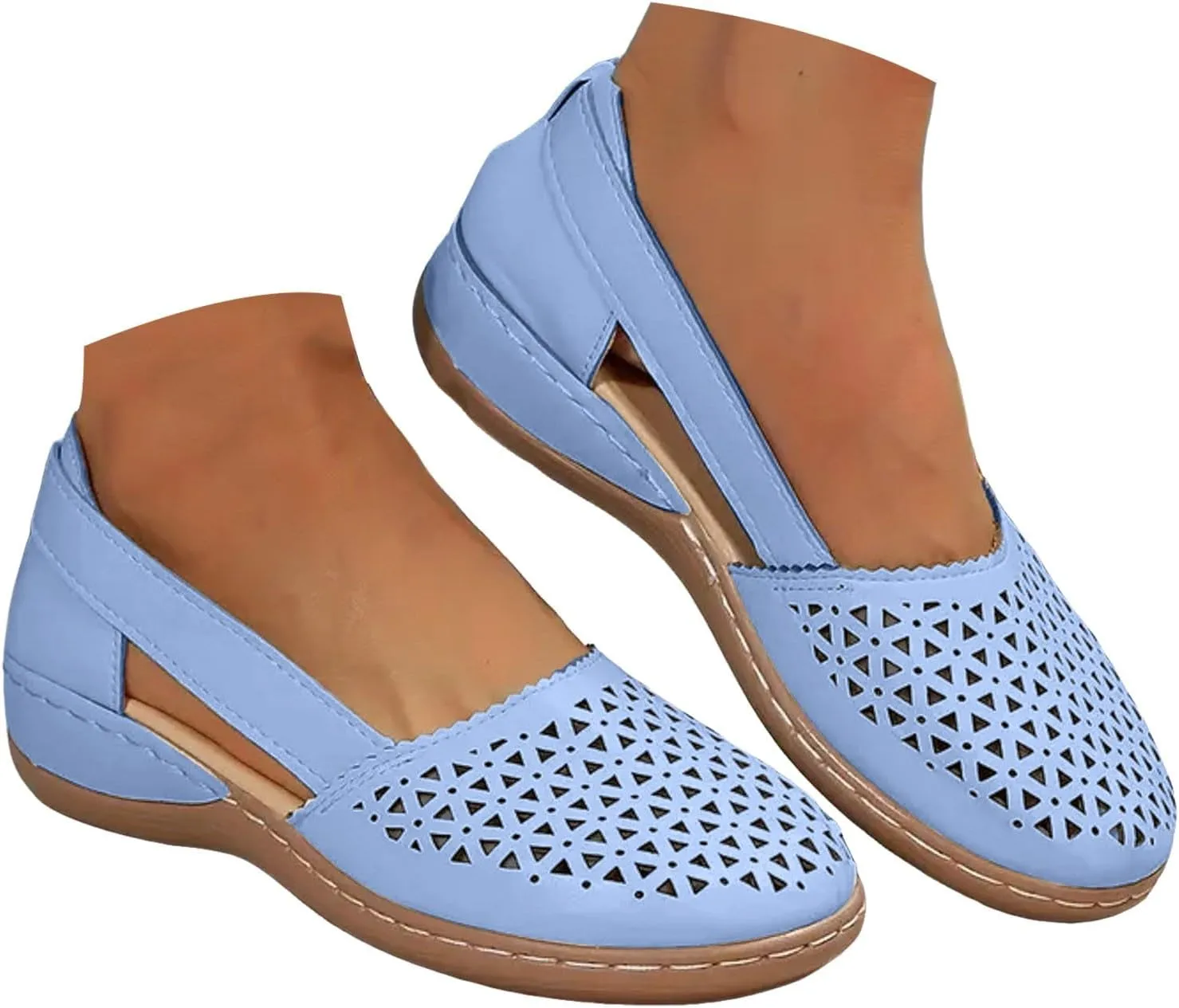 Eduavar Sandals for Women Casual Dressy Summer Closed Toe Sandals Breathable Flat with Arch Support Slip On Walking Shoes