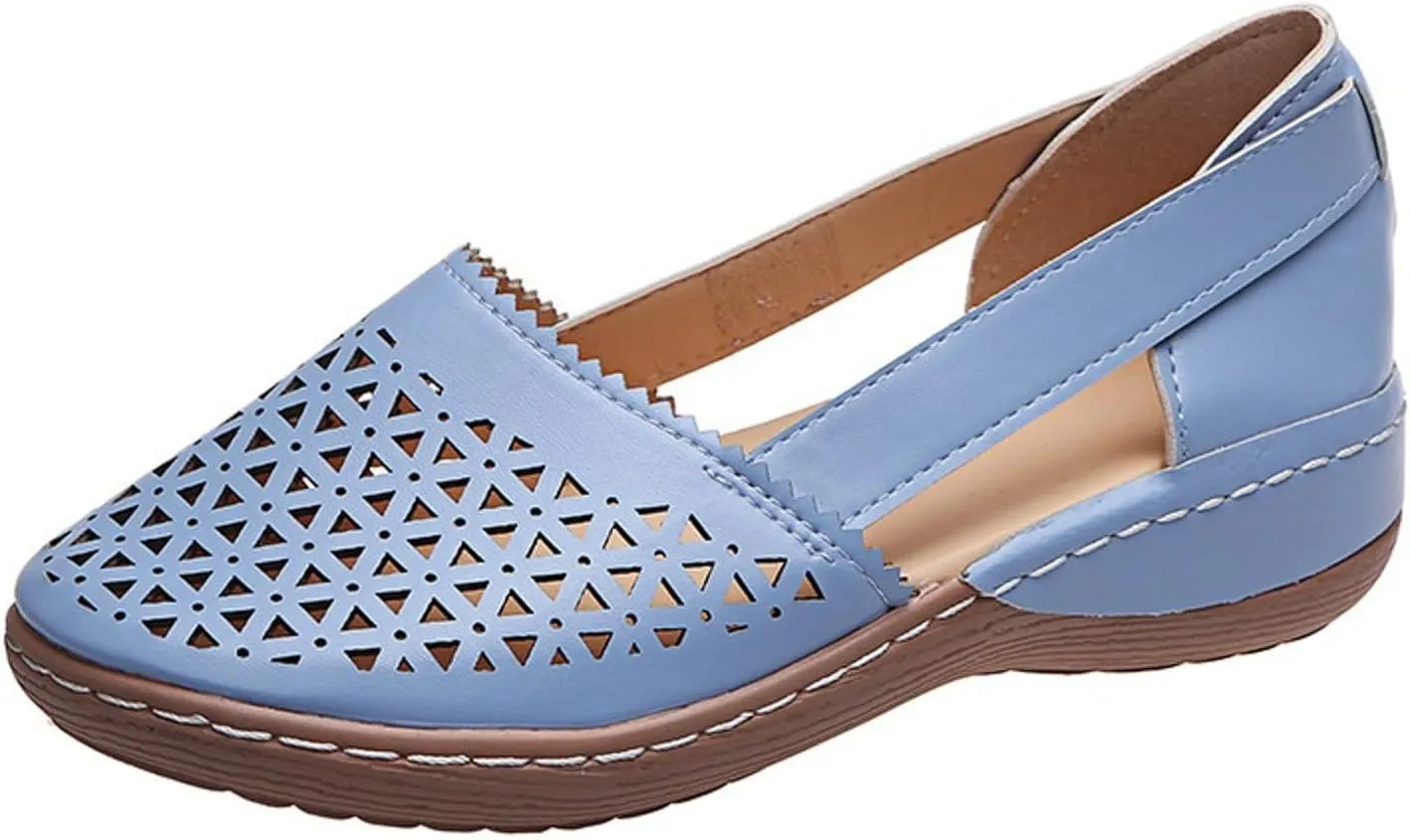 Eduavar Sandals for Women Casual Dressy Summer Closed Toe Sandals Breathable Flat with Arch Support Slip On Walking Shoes
