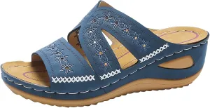 Eduavar Womens Sandals Comfortable, Sandals Women Fashion Slip On Sandals Comfortable Peep Toe Sandals Summer Walking Shoes