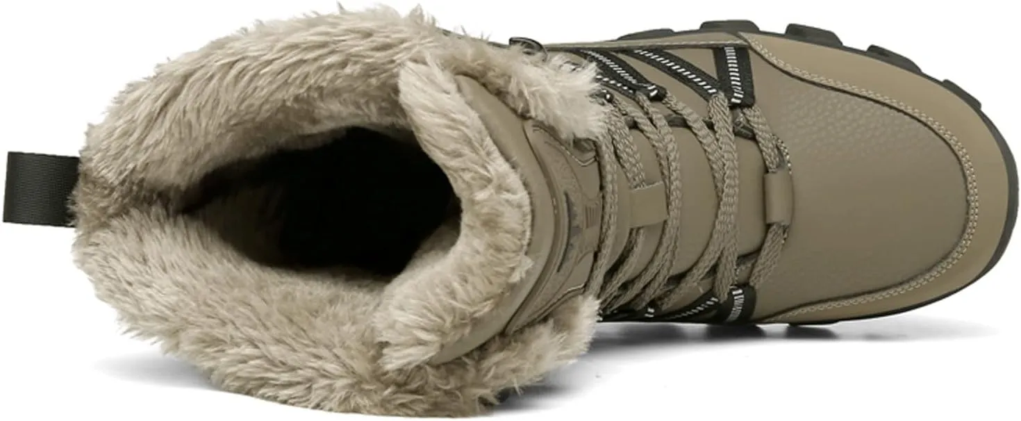 Eliogn Mens Combat Boots Tactical Waterproof Durable Leather Military Warm Snow Work Boots