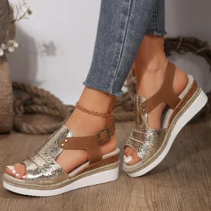 Espadrilles Wedge Sandals for Women,Open Toe Sandals Women Summer Dressy 2025 Comfortable Low Wedge Sandals Casual Slip On Sandals Strappy Sandals Fashion Platform Wedge Sandals Sandalias De Mujer