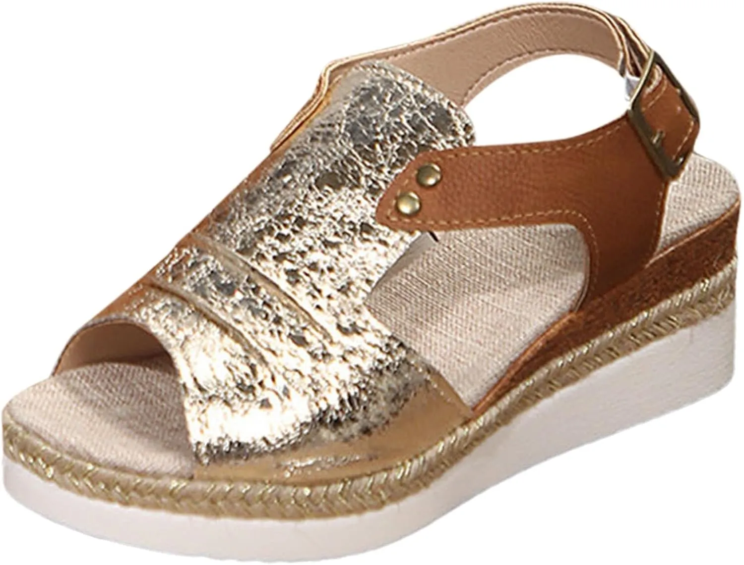 Espadrilles Wedge Sandals for Women,Open Toe Sandals Women Summer Dressy 2025 Comfortable Low Wedge Sandals Casual Slip On Sandals Strappy Sandals Fashion Platform Wedge Sandals Sandalias De Mujer