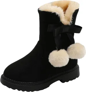 Fashion Autumn And Winter Girls Snow Boots Thick Bottom Non Slip Warm And Comfortable Solid Color Toddler Girl Winter