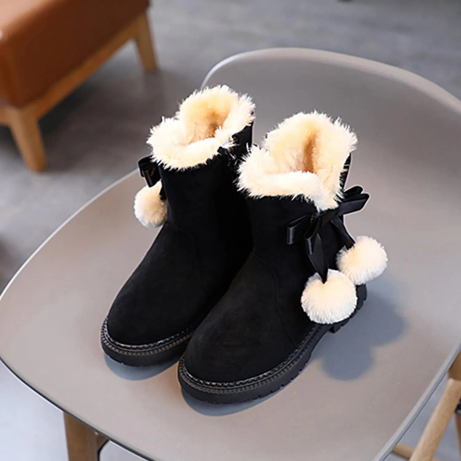 Fashion Autumn And Winter Girls Snow Boots Thick Bottom Non Slip Warm And Comfortable Solid Color Toddler Girl Winter