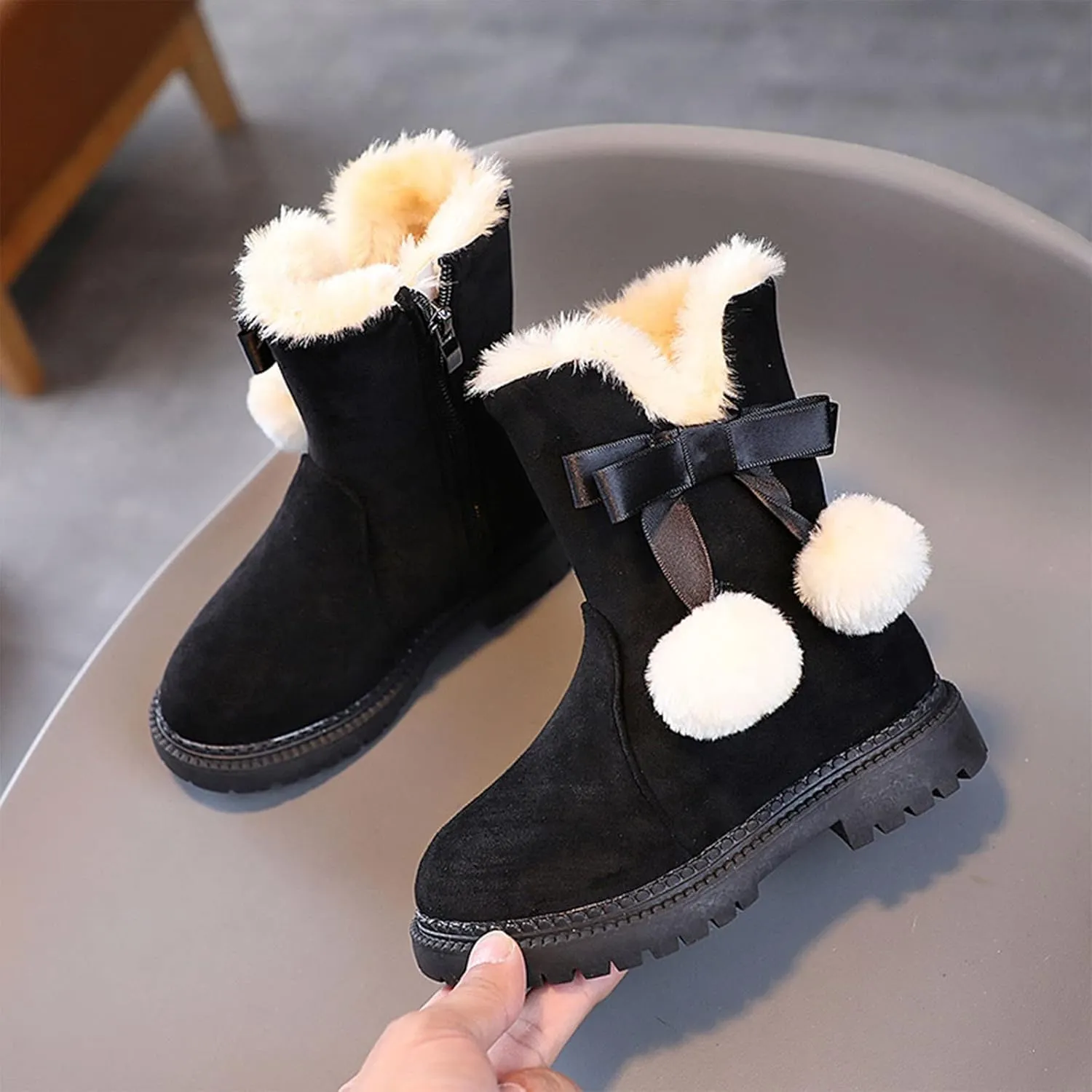 Fashion Autumn And Winter Girls Snow Boots Thick Bottom Non Slip Warm And Comfortable Solid Color Toddler Girl Winter