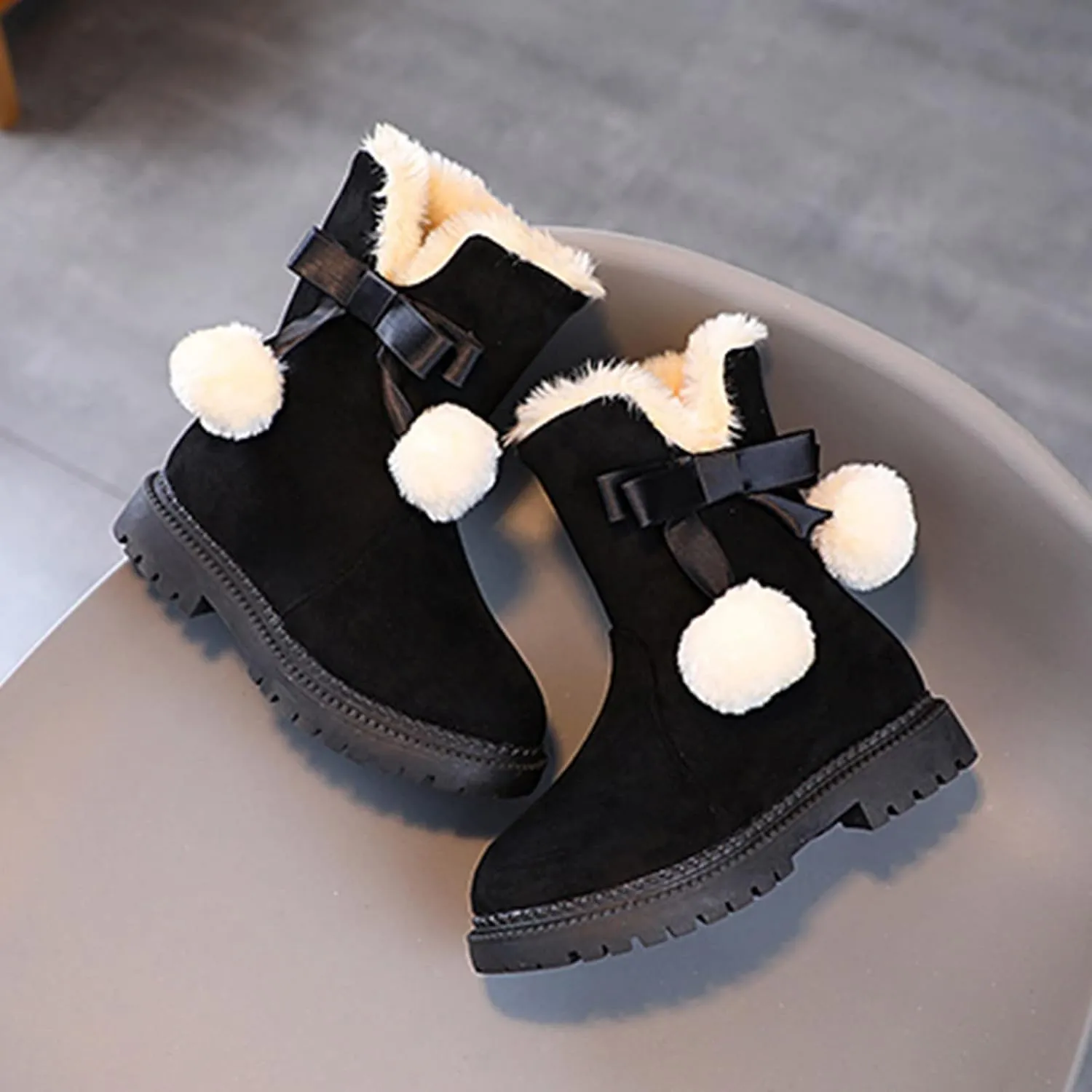 Fashion Autumn And Winter Girls Snow Boots Thick Bottom Non Slip Warm And Comfortable Solid Color Toddler Girl Winter
