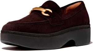 FitFlop Women's F-luma Chunky-Snaffle Suede Demi-Wedge Loafers