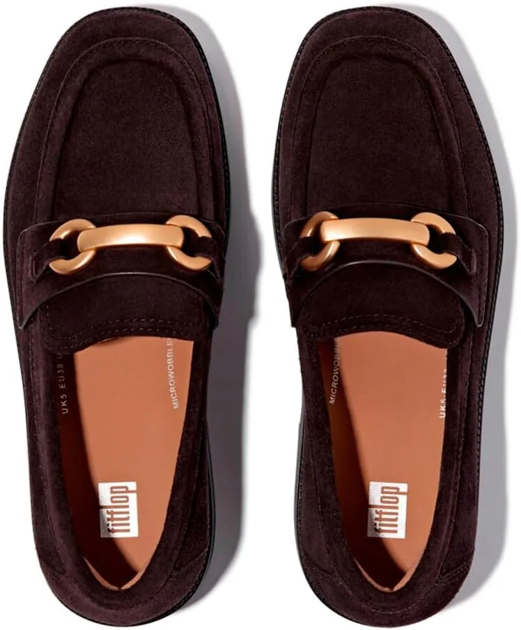 FitFlop Women's F-luma Chunky-Snaffle Suede Demi-Wedge Loafers