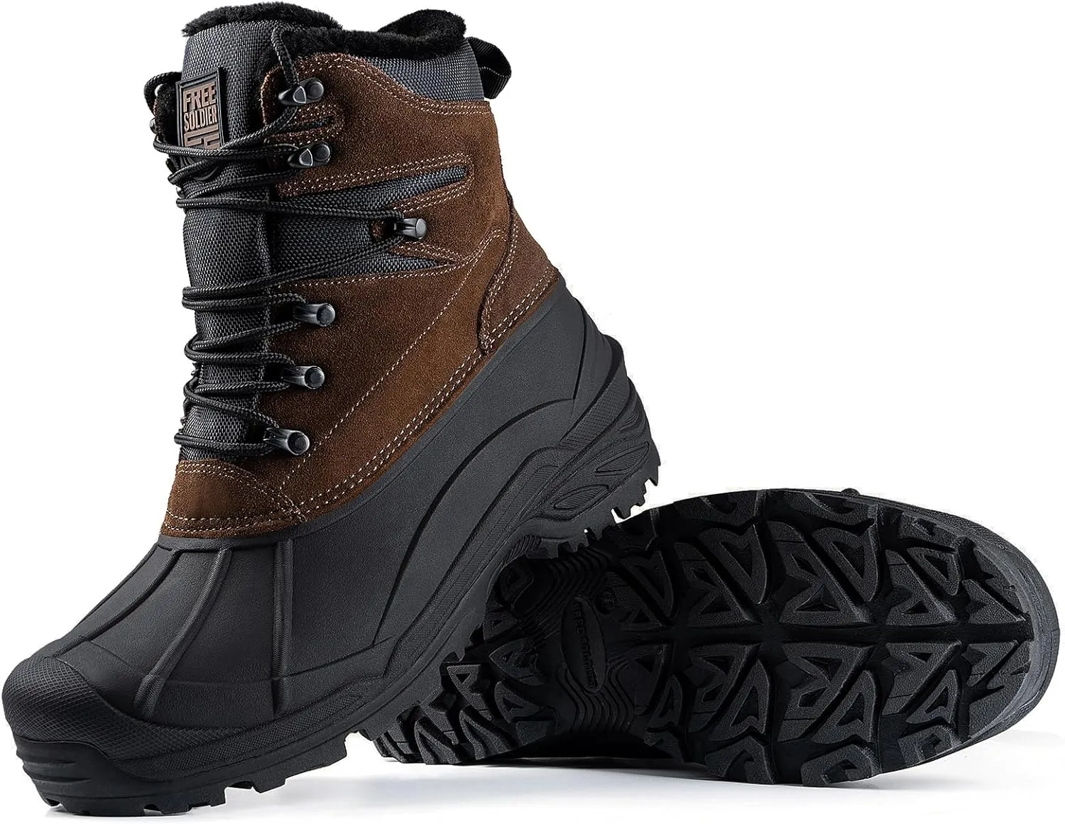 FREE SOLDIER Mens Snow Winter Boots for Men Warm Fleece Lining Winter Ski Shoes Waterproof Insulated Booties