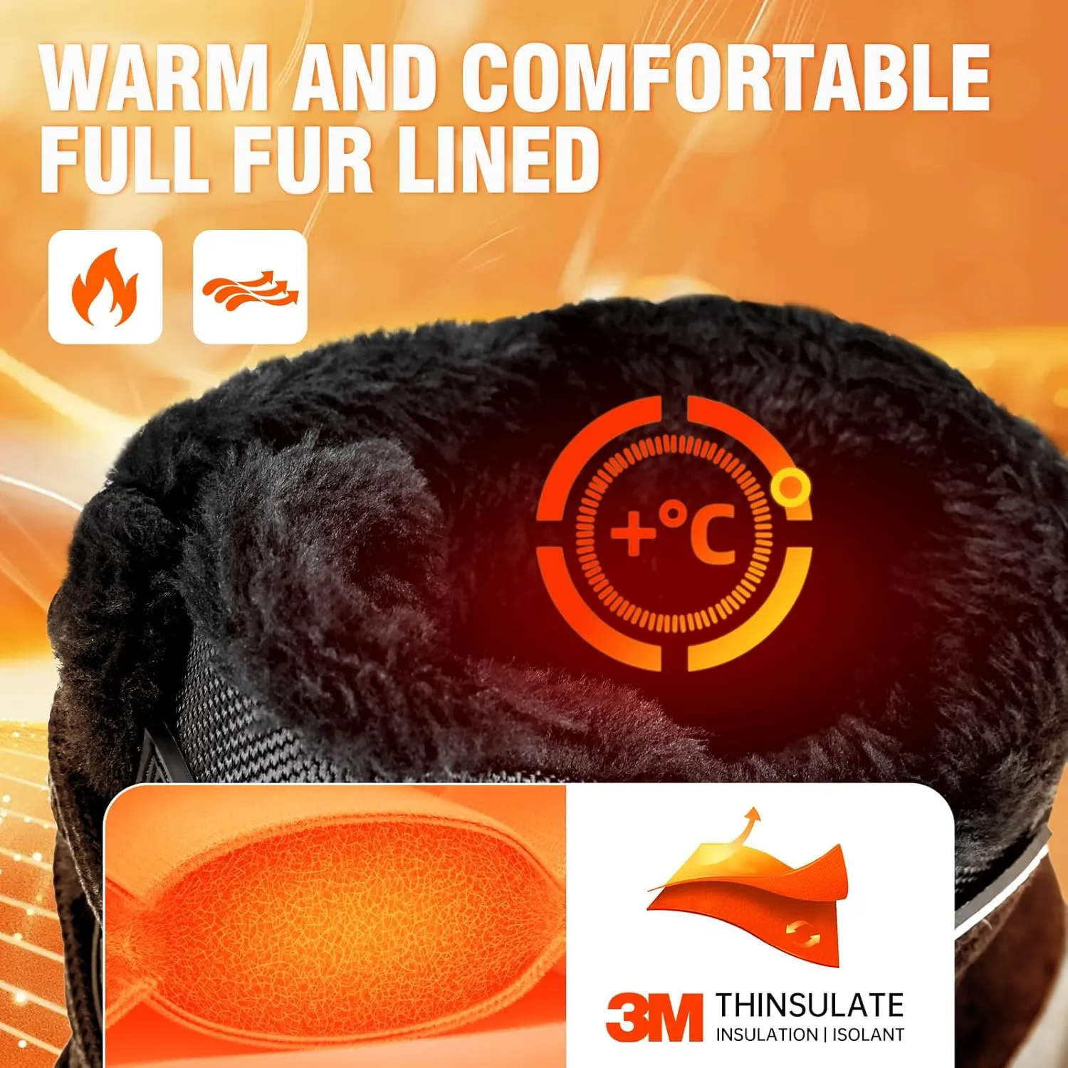 FREE SOLDIER Mens Snow Winter Boots for Men Warm Fleece Lining Winter Ski Shoes Waterproof Insulated Booties