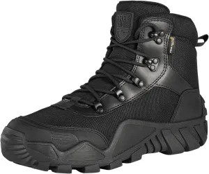 FREE SOLDIER Men's Waterproof Hiking Boots Tactical Work Boots Outdoor Lightweight Military Boots (Mid Black, US 9.5)