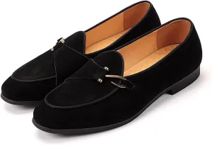 Genuine Leather Loafers for Men Suede Monk Strap Slip-On Casual Shoes