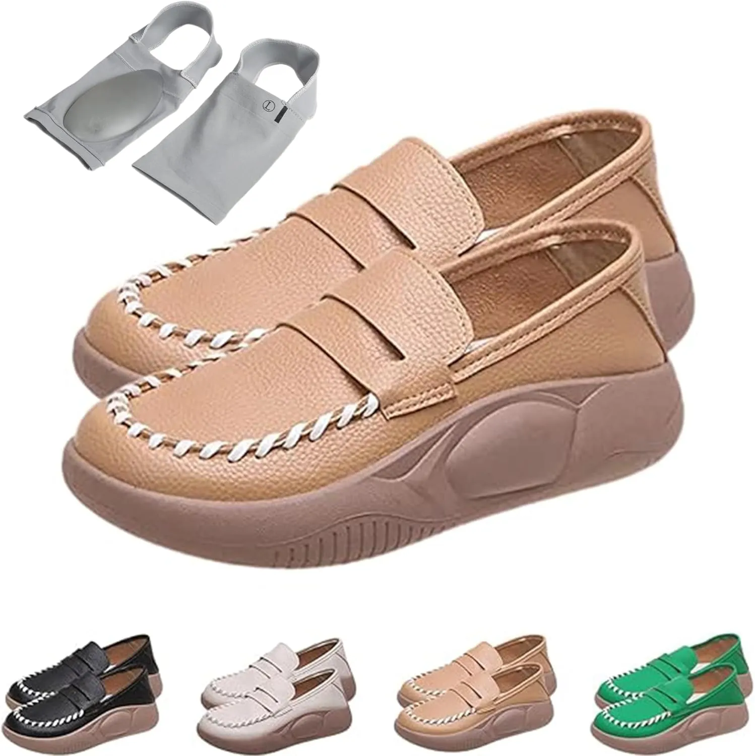 Giltpeak Lurebest Shoes for Women, Soft Soled Pure Cowhide Corrective Lofers, Lurebest Orthopedic Walking Shoes for Women