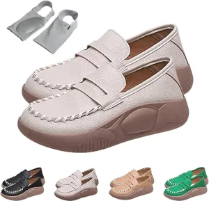 Giltpeak Lurebest Shoes for Women, Soft Soled Pure Cowhide Corrective Lofers, Lurebest Orthopedic Walking Shoes for Women