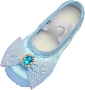 Girls Ballet Shoes Beads Bow Ballerina Flats Shoes Split-Sole Flats Dance Shoes Practice Ballet Slipper for Dancing