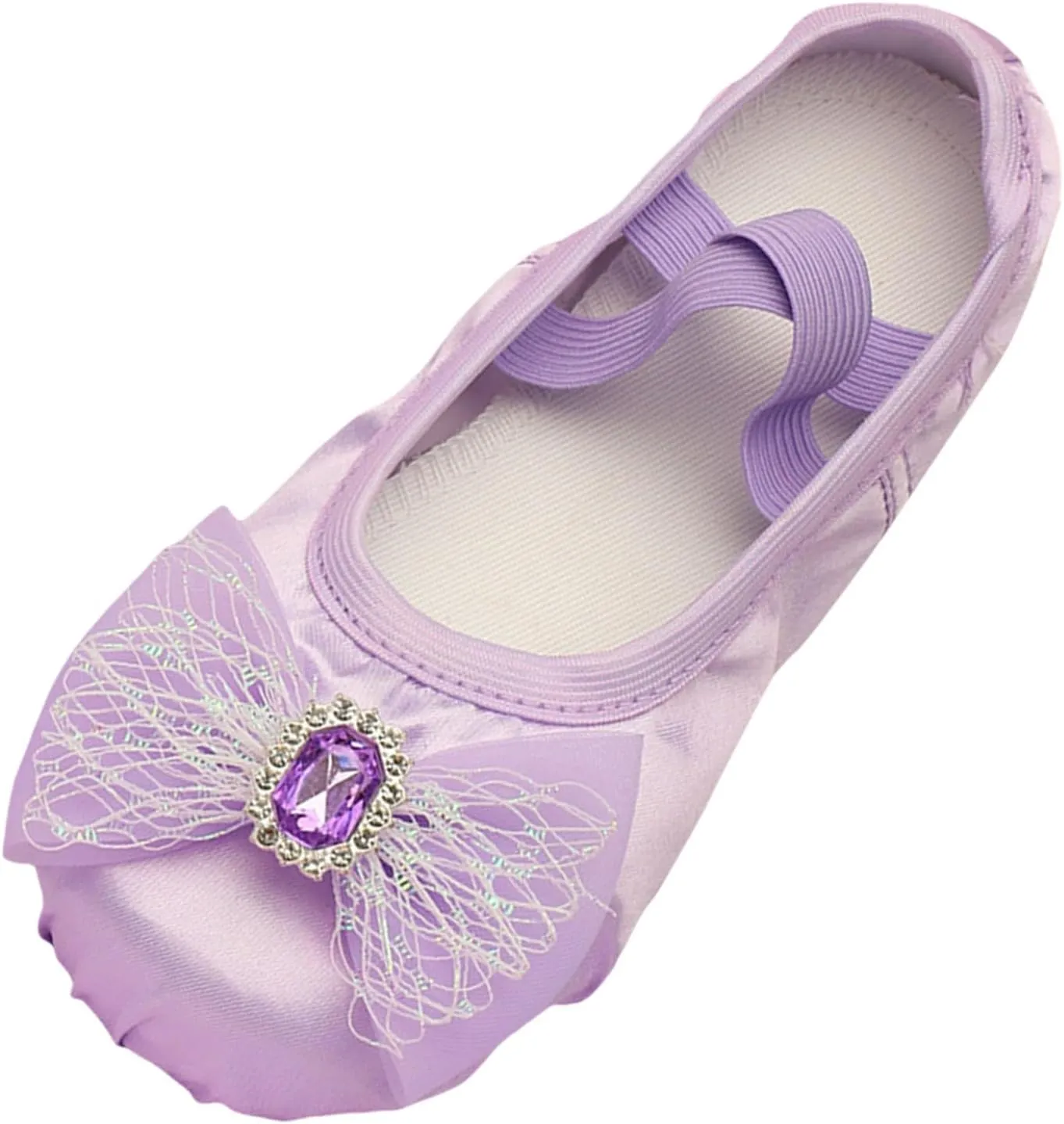 Girls Ballet Shoes Beads Bow Ballerina Flats Shoes Split-Sole Flats Dance Shoes Practice Ballet Slipper for Dancing