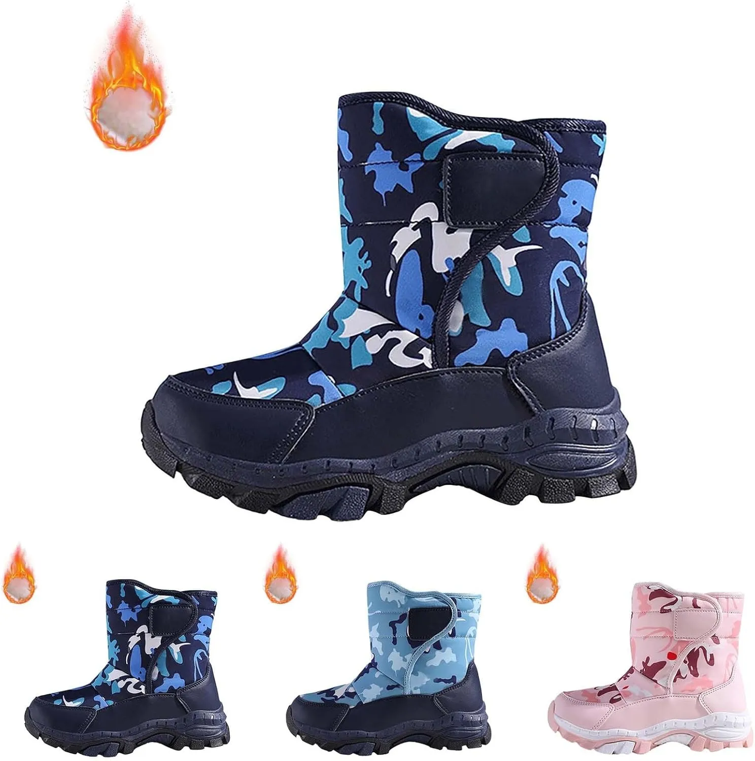 Girls Boys Snow Boots Outdoor Warm Anti Slip Mid Calf Padded Small Large Children's Winter Shoes with Boots Girls Size 3