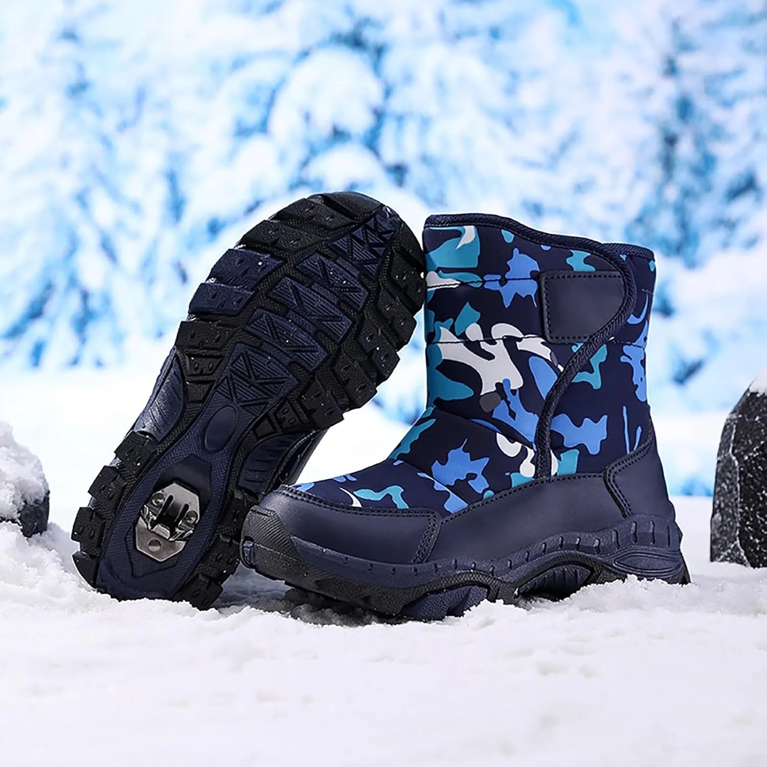 Girls Boys Snow Boots Outdoor Warm Anti Slip Mid Calf Padded Small Large Children's Winter Shoes with Boots Girls Size 3