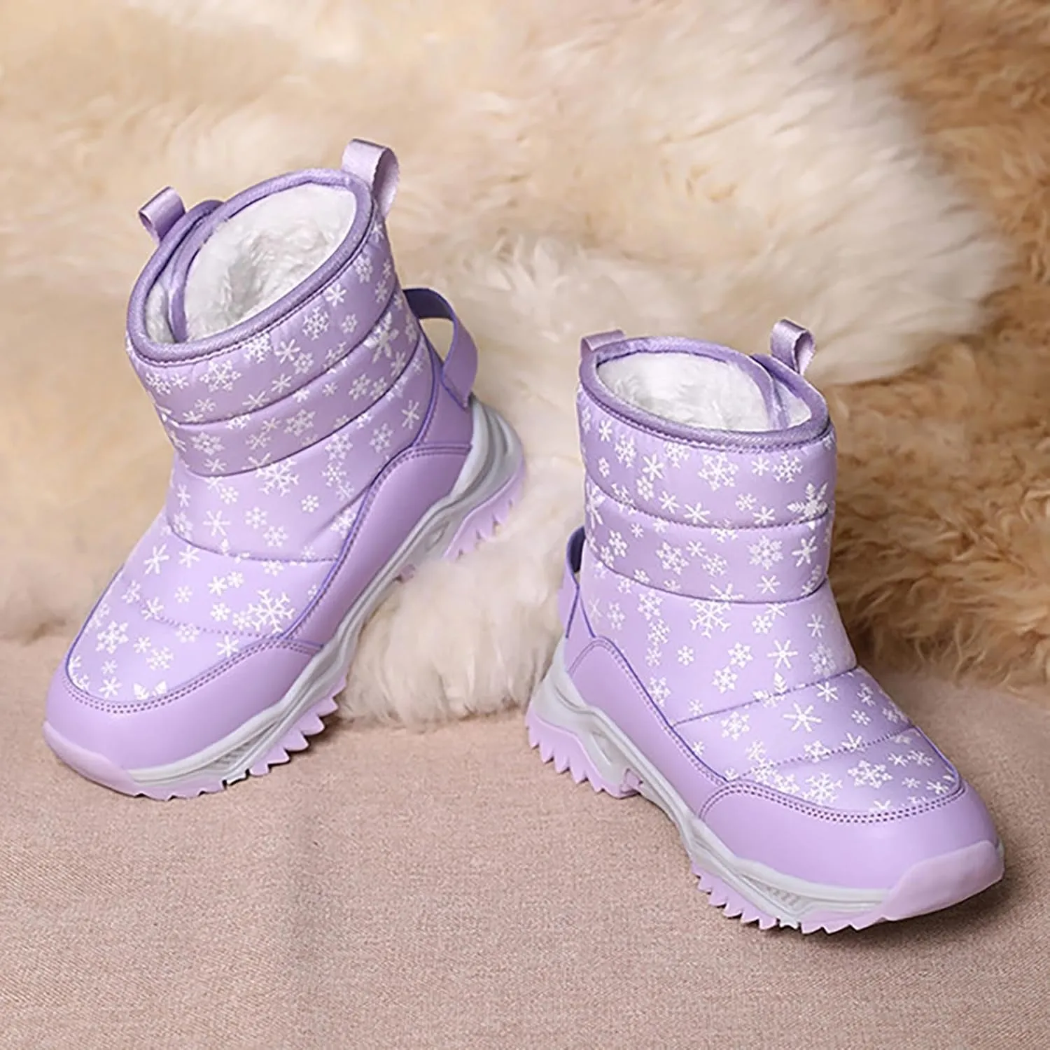 Girls Boys Snow Boots Outdoor Warm Comfortable Non Slip Mid Calf Padded Small Big Kids Winter Big Kids Mid Calf Boots