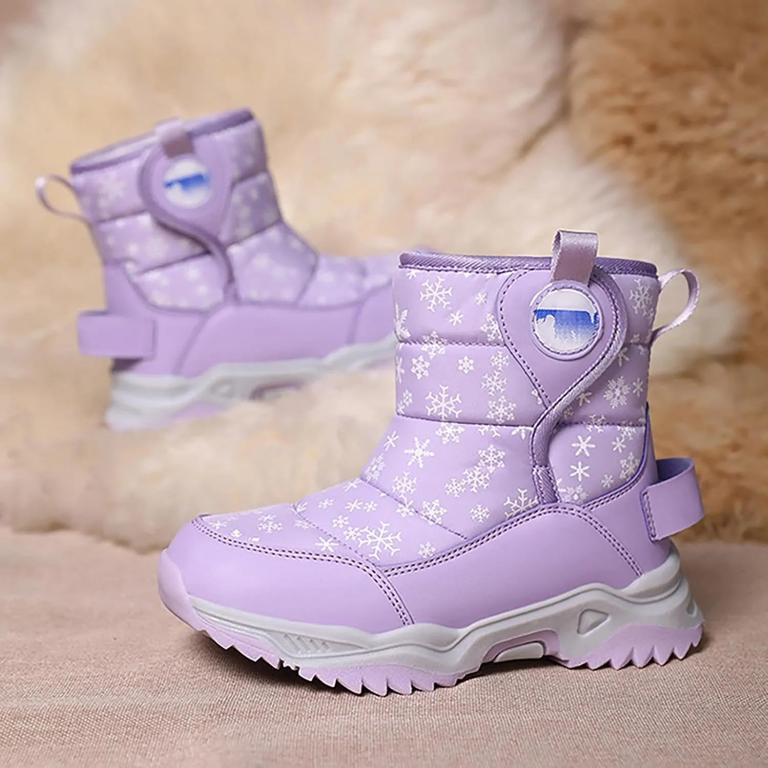 Girls Boys Snow Boots Outdoor Warm Comfortable Non Slip Mid Calf Padded Small Big Kids Winter Big Kids Mid Calf Boots